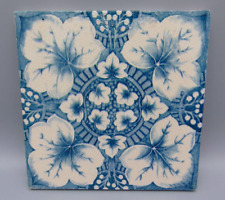 ANTIQUE VICTORIAN / EDWARDIAN BLUE & WHITE FLORAL DESIGN TILE