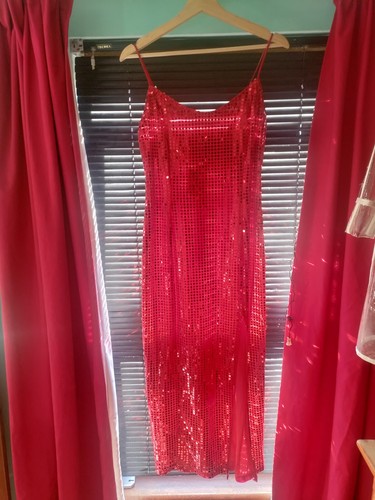Red sequin vintage - sequin, dress