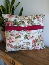 Sanderson Chelsea Cabbage Roses Fabric Cushion Cover & Inner Shabby Chic Button