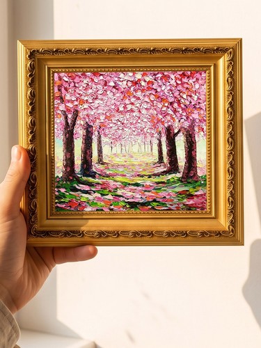Pink blossom tree path - pink,