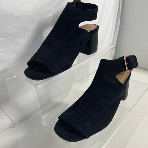 Black suede peep toe - peep, block