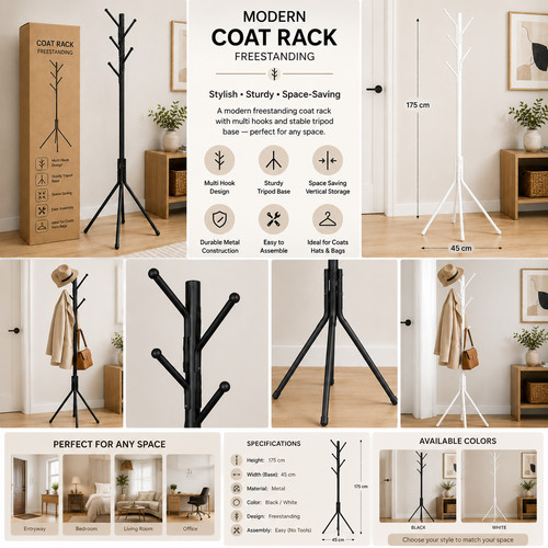 Freestanding metal coat rack - freestanding,