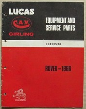 LUCAS ROVER Car Equipment & Service Parts 1966 #905/66  3 Litre 2000 LAND ROVER