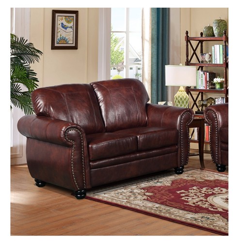 Brown leather seater 2 - leather, 3
