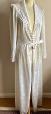 Rare Vtg 70s Charnos Silky Nylon Lace Bridal Ivory Dressing Gown Robe 34" Bust