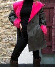 New!Winnie Magee Irish Linen Treated Short Walking Coat Waterproof HotPinkBlack