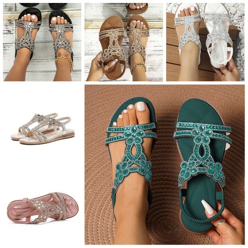 Womens diamante flower sandals - diamante,
