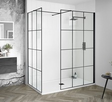 Black Grid 8mm Wetroom Glass