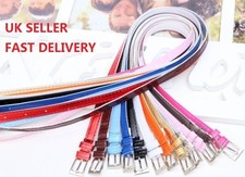 Fashion Cross Buckle Women Girl Faux Leather Candy Color Thin Skinny Belt