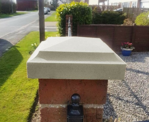 Chamfered cast stone pier - cast,