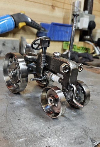 Recycled steel tractor - recycled,