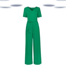 Ex Joe Browns Women’s Short Sleeve Jersey Wide Leg Jumpsuit in Green
