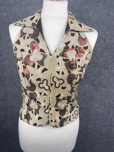 Beige sequin corset top - sequin,
