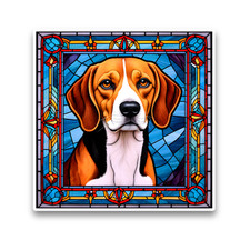 Beagle Puppy Dog Faux Stained