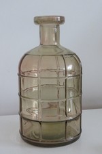 22cm Tall Light Mauve Pink Glass Vase with textured square design