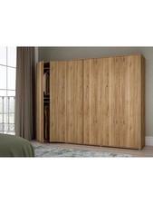 Lisson 6 Door Wardrobe New Oak | Handle-Free Design | 252cm Wide