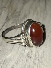 Vintage Sterling Silver Carnelian Gemstone Ring