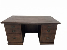 Solid Teak Twin Pedestal Desk