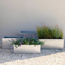 Silver Zinc Metal Trough Outdoor Planter Garden Plant Pot Flower Bed Rectangle