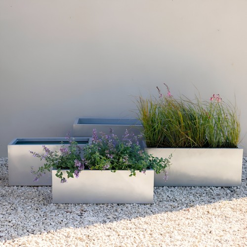 Silver zinc metal trough - silver,