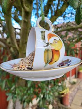 Vintage TeaCup Bird Feeder & Seed Drilled/Bolted  Perfect Gift for Nature Lovers