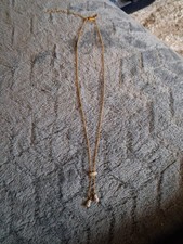 M& S Gold Tone Chain Neckace with 2 Small Silver Tone Pendants Costume Jewellery