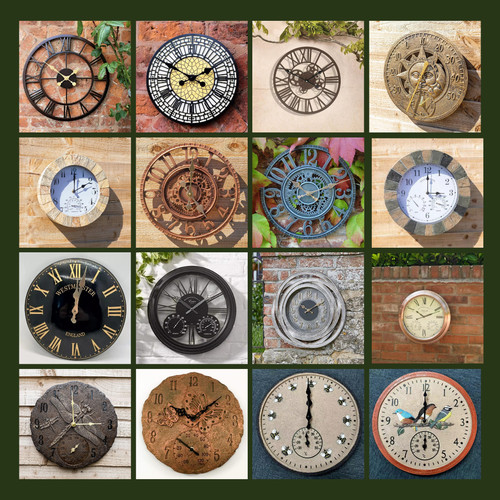 Garden wall clock - clock, thermometer