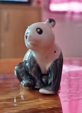 Vintage Panda Figurine, Small Ceramic Panda Ornament China