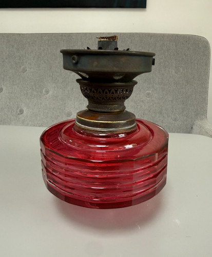 Antique cranberry cut glass - glass, 3