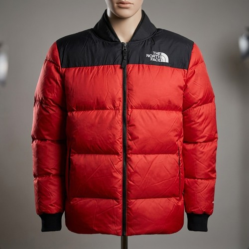Mens red black puffer - red,