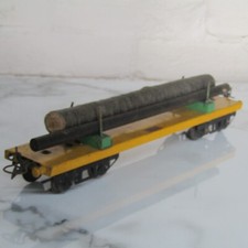 Hornby O Gauge No2 Lumber Wagon With Home Made Log Load - Yellow / green version