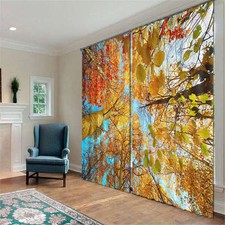 Attractive Leaf And Sun 3D Curtain Blockout Photo Print Curtains Fabric Window