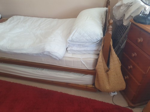 Wooden single bed frame - bed, with