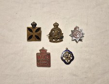Original WW2 British Army Chaplain Collar Lapel Badges Watch Fob Lot x5 items