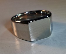 Chunky Silver Stainless Steel Signet Ring For Men Size 13