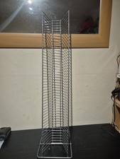 Silver Metal Single Row Cd Storage Rack - Holds 50 CDs Vtg Retro