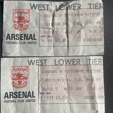 2 x Arsenal v Tottenham HotspurIDivision 1 80`s)  Match Tickets Creased