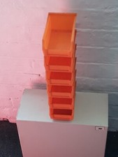 Parts bin self stacking or wall mounted storage. Job lot SIX orange bins 