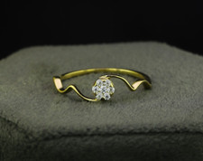 Flower Shape Round Cut Moissanite Unique Band Wedding Ring Anniversary Gift