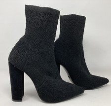 Topshop size 5 (38) black textile sock pull on pointy high heel ankle boots