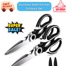 2 x Stainless Steel Kitchen Scissors Multi Purpose Household Heavy Duty Shear,UK