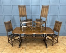 Vintage ERCOL 6ft REFECTORY OAK Table & 6 High Backed OLD COLONIAL Dining Chairs