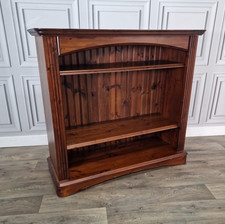 Retro Vintage Dark Stained Pine Open Bookcase – Rustic Solid Wood Shelf Shelves