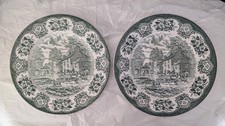 2xStaffordshire English Ironstone Tableware Old Inns Series Green dinner Plates