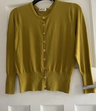 NEW LADIES WOMEN MUSTARD BUTTON LONG SLEEVED CARDIGAN SIZE L