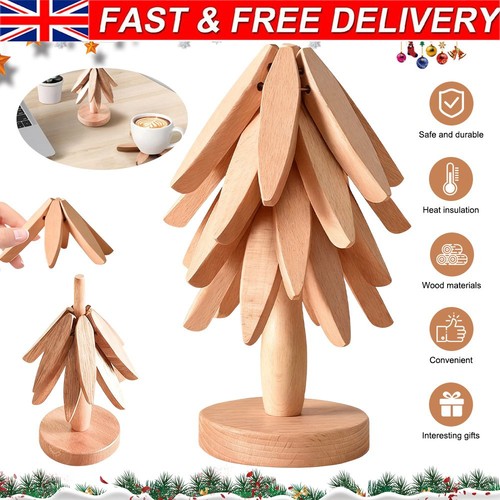 Wooden tree trivet set natural - wooden,