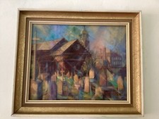 Oil On Board Of A Church  Petersham Old Church