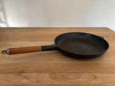 Vintage Le Creuset Large Cast Iron Skillet Frying Pan Wood Handle France 29cm