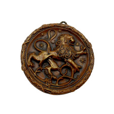 Vintage German Wax Leo Zodiac Plaque Wachskunst am Markt Lion Relief 1970s