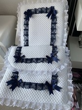 White/navy Dolls Silvercross Pram Set